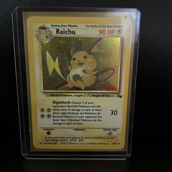 Raichu - 14/62 - Holo Rare - Unlimited Edition  Fossil Pokemon Trading Card - Picture 1 of 1